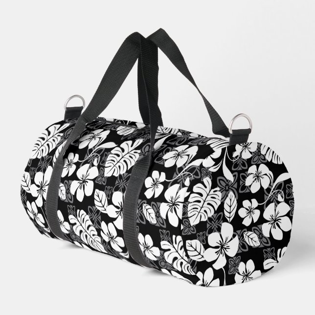 ALOHA FRIDAY PATTERN IN BLACK DUFFLE BAG (Left Corner)