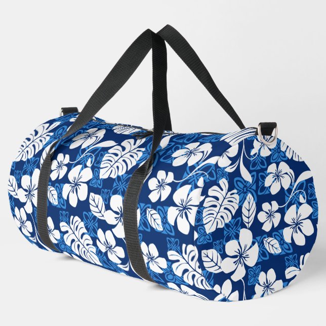ALOHA FRIDAY PATTERN IN BLUE DUFFLE BAG (Left Corner)