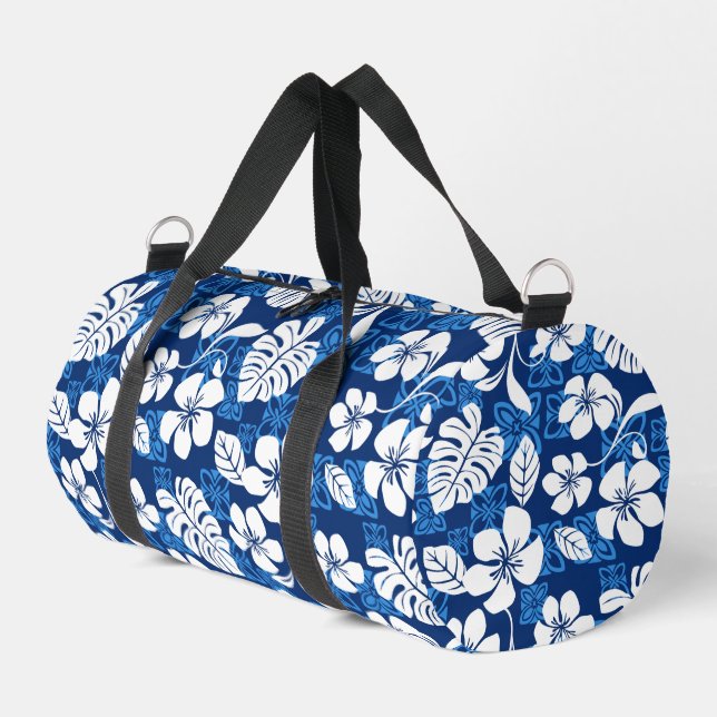 ALOHA FRIDAY PATTERN IN BLUE DUFFLE BAG (Left Corner)