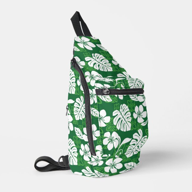 ALOHA FRIDAY PATTERN IN GREEN SLING BAG (Left Corner)