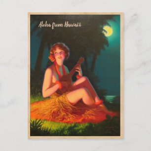 Aloha from Hawaii / Girl with Ukulele Postcard