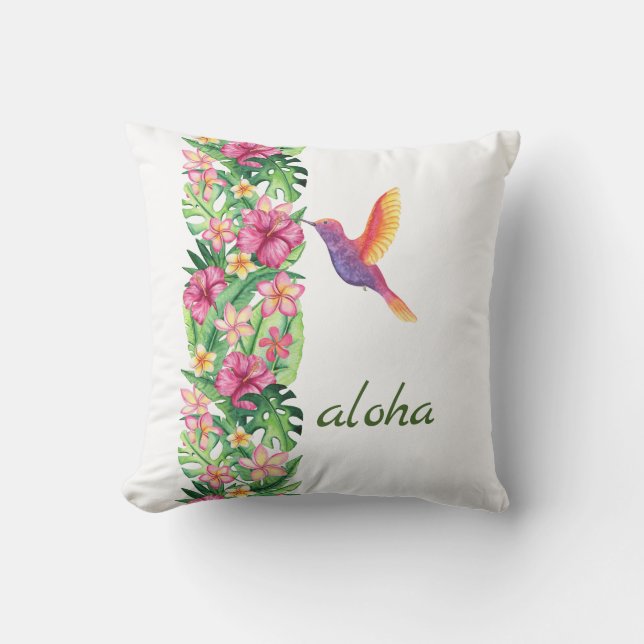 Aloha Garden Throw Pillow (Front)