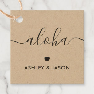 Aloha Gift Tag, Wedding Thank You Tags, Kraft Favour Tags