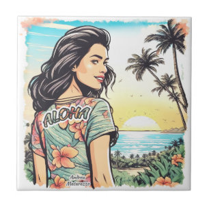 Aloha Girl Ceramic Tile