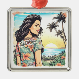 Aloha Girl Metal Ornament