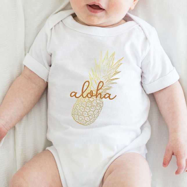 Aloha Gold Pineapple Holiday   Baby Bodysuit (Creator Uploaded)