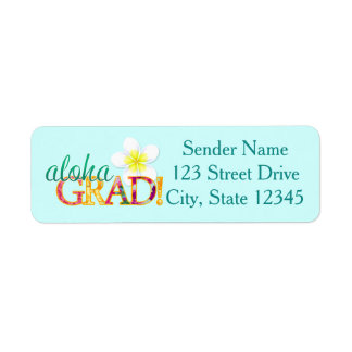 Aloha Grad! Hawaiian Luau Graduation address label Return Address Label