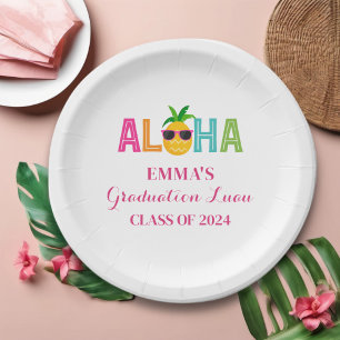 Aloha Graduation Luau Class Of 2024 Paper Plate