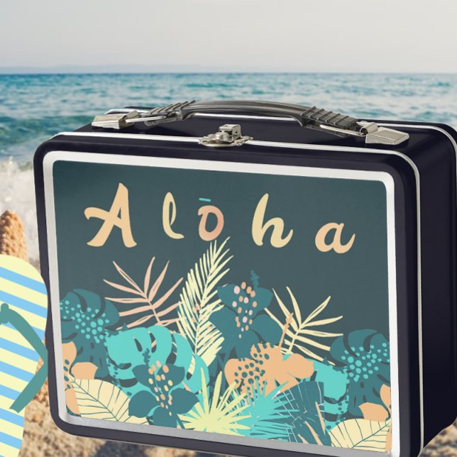 Aloha Greeting with Tropical Leaves Lunchbox (Creator Uploaded)
