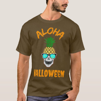 Aloha Halloween Cool Pineapple Skeleton w Sunglass T-Shirt