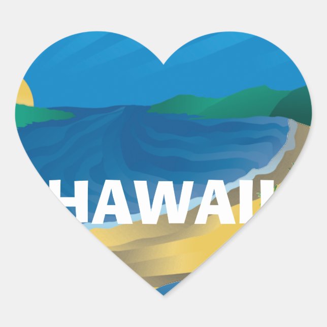 Aloha Hanauma Bay Hawaii Heart Sticker (Front)