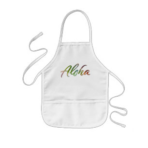 Aloha Happy Tropical Lettering - Hawaii Hawai'i Kids Apron