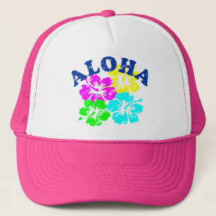 Aloha Hat Colourful Hawaiian Flowers   Holiday Gif