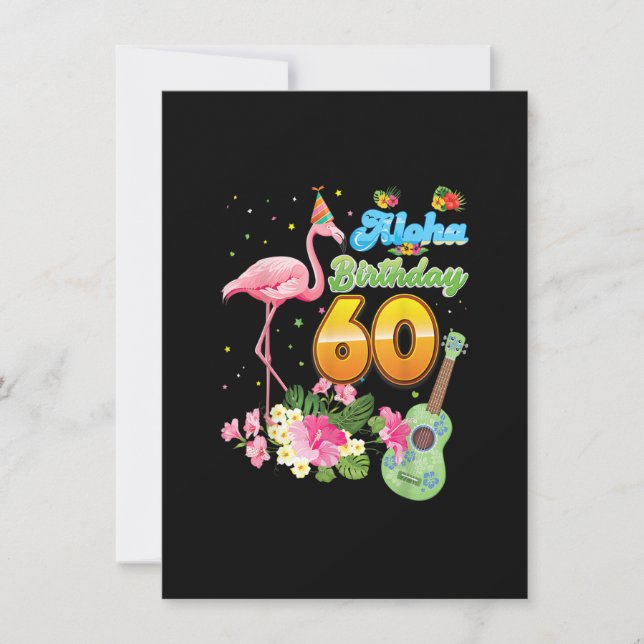 Aloha Hawaii 60th Birthday 60 Years Old Flamingo H Invitation (Front)