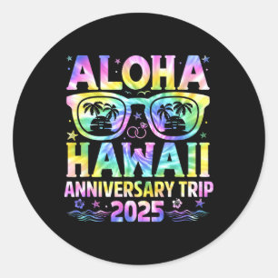 Aloha Hawaii Anniversary Trip 2025 Couple Matching Classic Round Sticker