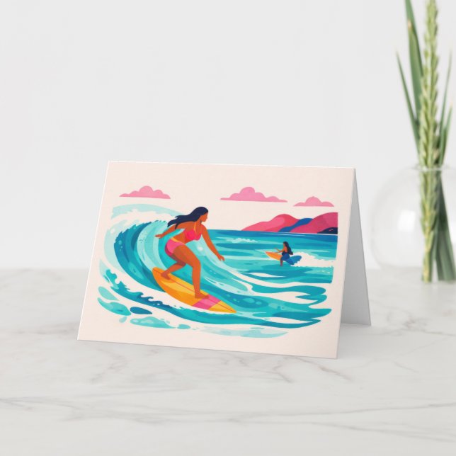 Aloha hawaii art surfer blank inside note card (Front)