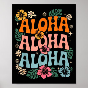 Aloha hawaii beach hawaiian island flower luau poster