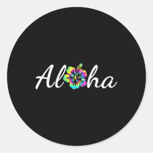 Aloha Hawaii Beach Hawaiian Island Tie Dye Surfboa Classic Round Sticker