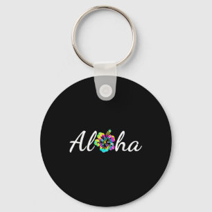 Aloha Hawaii Beach Hawaiian Island Tie Dye Surfboa Key Ring