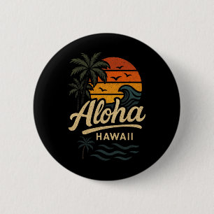 Aloha Hawaii Beach Summer Surfing 70s Retro 6 Cm Round Badge