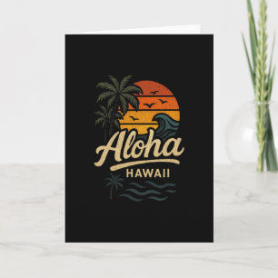 Aloha Hawaii Beach Summer Surfing 70s Retro Card