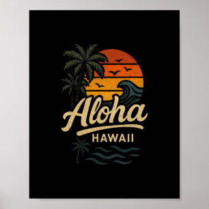 Aloha Hawaii Beach Summer Surfing 70s Retro Poster
