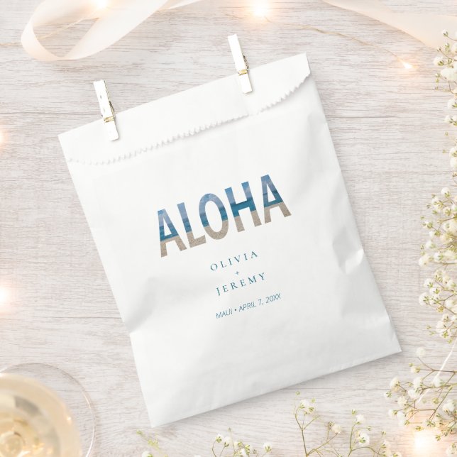 Aloha Hawaii Beach Tropical Destination Wedding Favour Bag (Clipped)