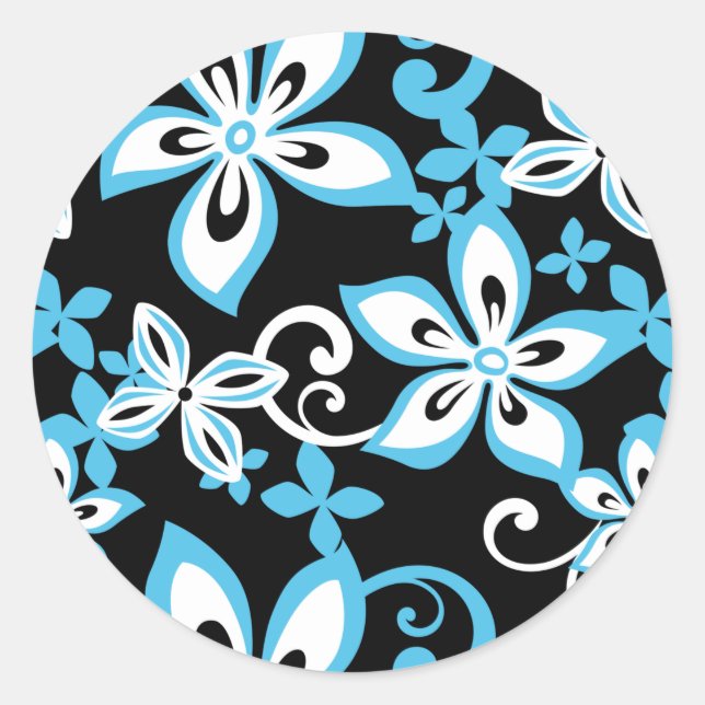 ALOHA HAWAII (BLACK/BLUE) CLASSIC ROUND STICKER (Front)