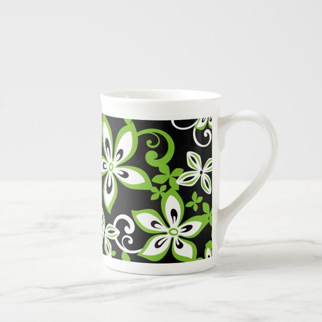 ALOHA HAWAII (BLACK/LIME) BONE CHINA MUG (Right)