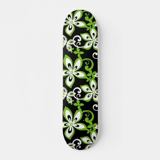 ALOHA HAWAII (BLACK/LIME) SKATEBOARD (Front)