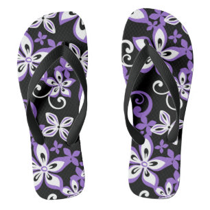 ALOHA HAWAII (BLACK/PURPLE) Pair of Flip Flops