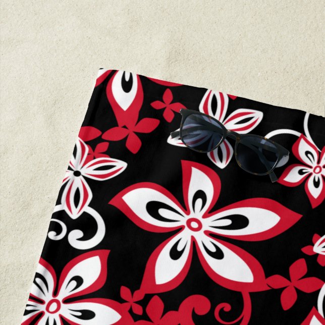 ALOHA HAWAII (BLACK/RED) BEACH TOWEL (In Situ)