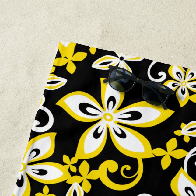 ALOHA HAWAII (BLACK/YELLOW) BEACH TOWEL (In Situ)