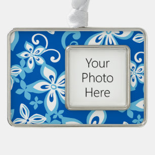 ALOHA HAWAII (BLUE x 2) Silver Plated Framed Ornament