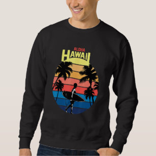 Aloha Hawaii Cool Hawaiian Retro Sunset Palm Tree Sweatshirt