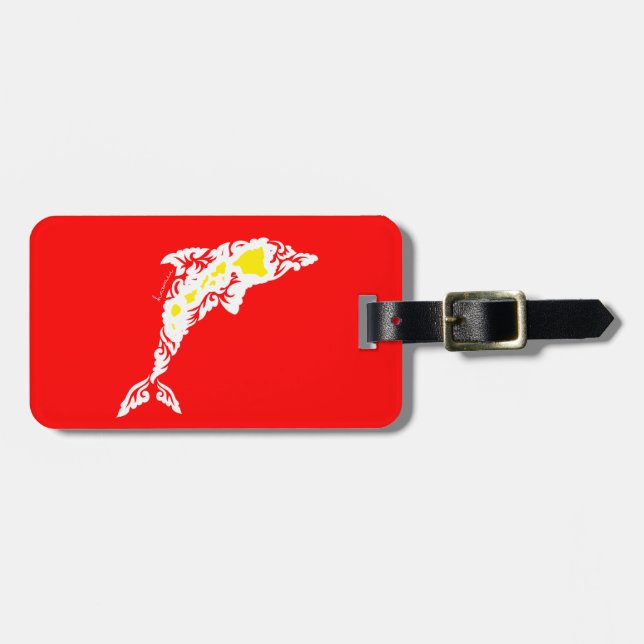 Aloha Hawaii Dolphin Luggage Tag (Front Horizontal)