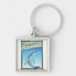 Aloha! Hawaii! Dolphin travel poster Key Ring