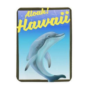Aloha! Hawaii! Dolphin travel poster Magnet