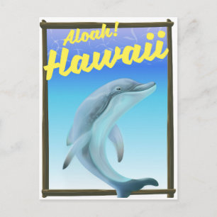 Aloha! Hawaii! Dolphin travel poster Postcard