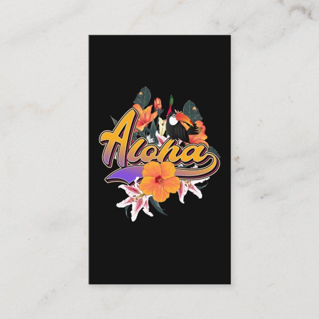 Aloha Hawaii Flowers Hawaiian Toucan Business Card (Front)