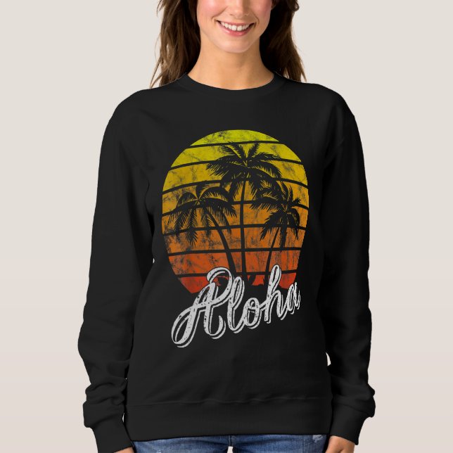 Aloha Hawaii Hawaiian Beach Summer Vacation Sunset Sweatshirt (Front)