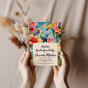 Aloha Hawaii Hawaiian Island Graduation Party Invitation