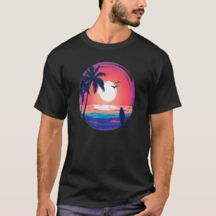 Aloha Hawaii Hawaiian Island Palm Beach Surfboard T-Shirt