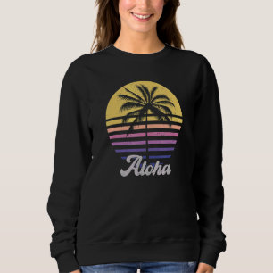 Aloha Hawaii Hawaiian Island  Palm Tree Beach Vint Sweatshirt
