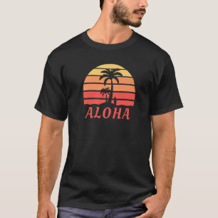 Aloha Hawaii Hawaiian Island Palm Trees Beach Surf T-Shirt