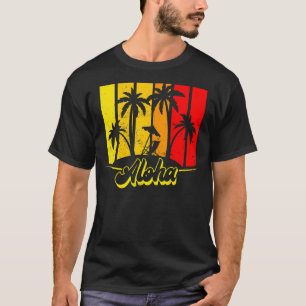 Aloha Hawaii Hawaiian Island Palm Trees Beach Va T-Shirt