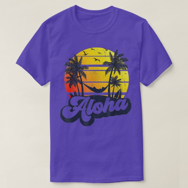 Aloha Hawaii Hawaiian Island  Palm Trees Beach Vac T-Shirt (Design Front)