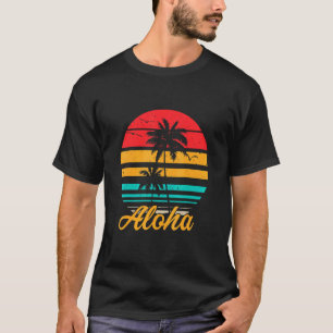Aloha Hawaii Hawaiian Island Retro Style Palm Tree T-Shirt