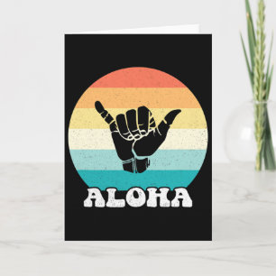 Aloha Hawaii Hawaiian Island Shaka Hand Sign Retro Card