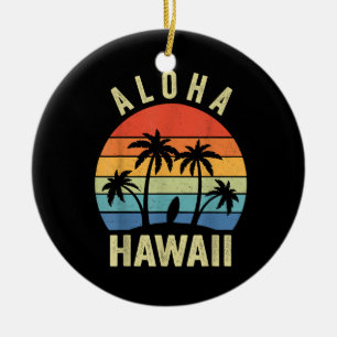Aloha Hawaii Hawaiian Island Shirt Palm Beach Surf Ceramic Ornament